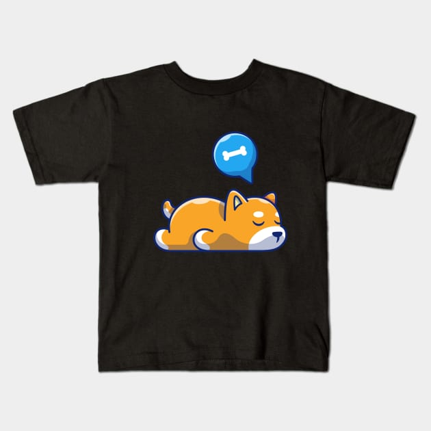 Cute Shiba Inu sleeping cartoon Kids T-Shirt by Catalyst Labs